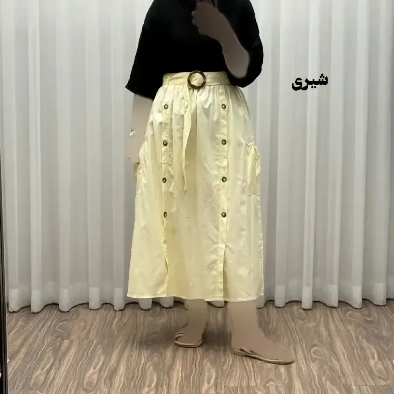 دامن کتان زنانه فری سایز تا 48 قد 90 سانتیمتر چهارفصل شیک و راحت بدون آبرفت و رنگ رفتگی - تصویر 8