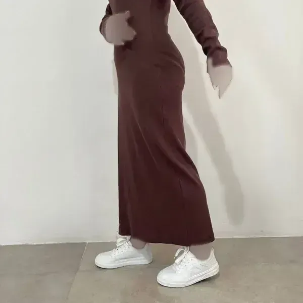پیراهن ماکسی زنانه کبریتی آستین بلند مناسب سایز 38 تا 44 - تصویر 3