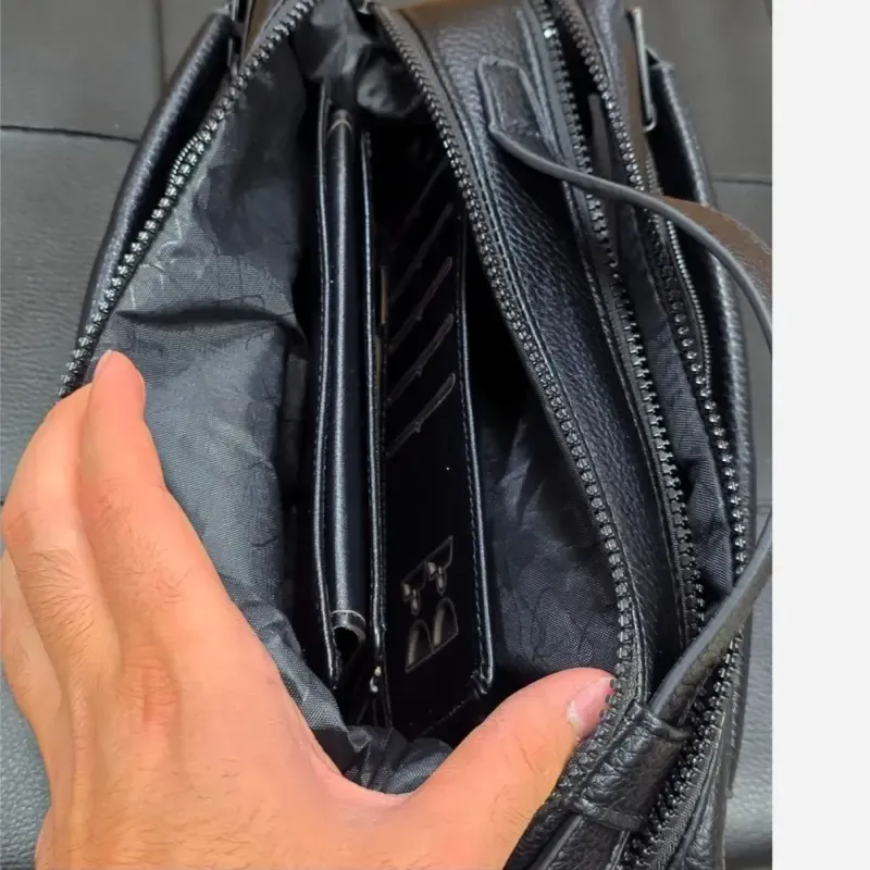 کیف دستی دوحالته مونت بلانک چرم وارداتی چهار زیپ - تصویر 10