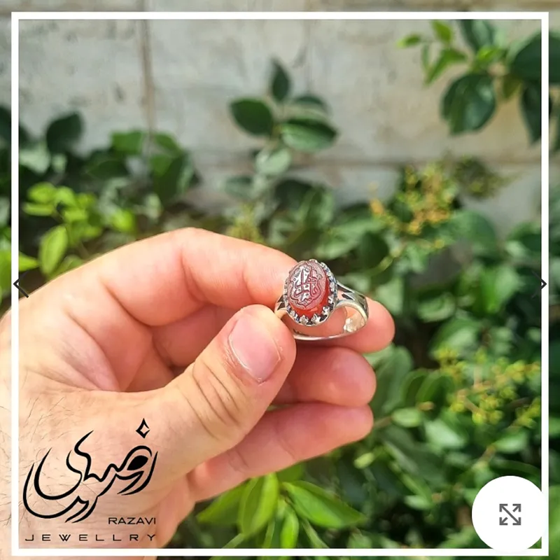 انگشتر نقره زنانه عقیق سرخ حکاکی دست ساز اثر استاد فتح رکاب عیار 925 - تصویر 3