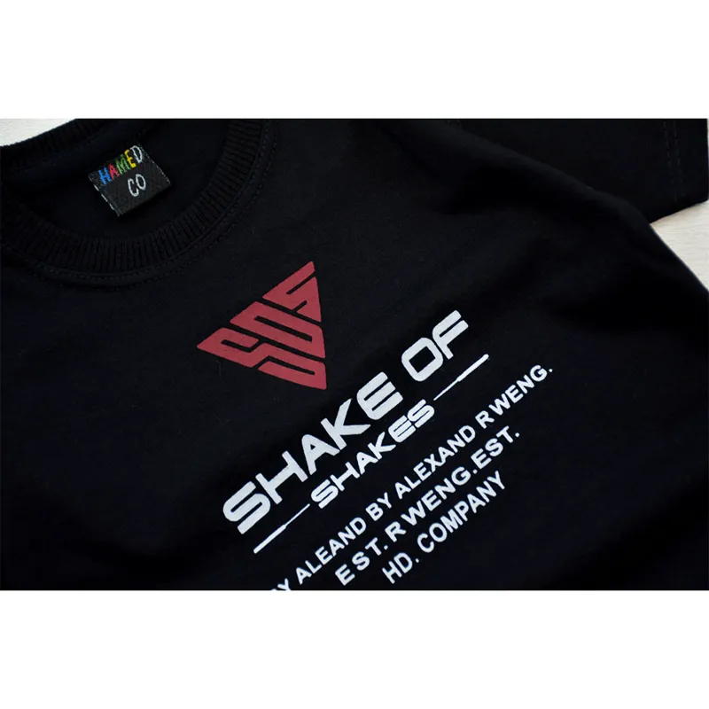 تیشرت مشکی پسرانه ویسکوز طرح SHAKE OF یقه گرد - تصویر 2