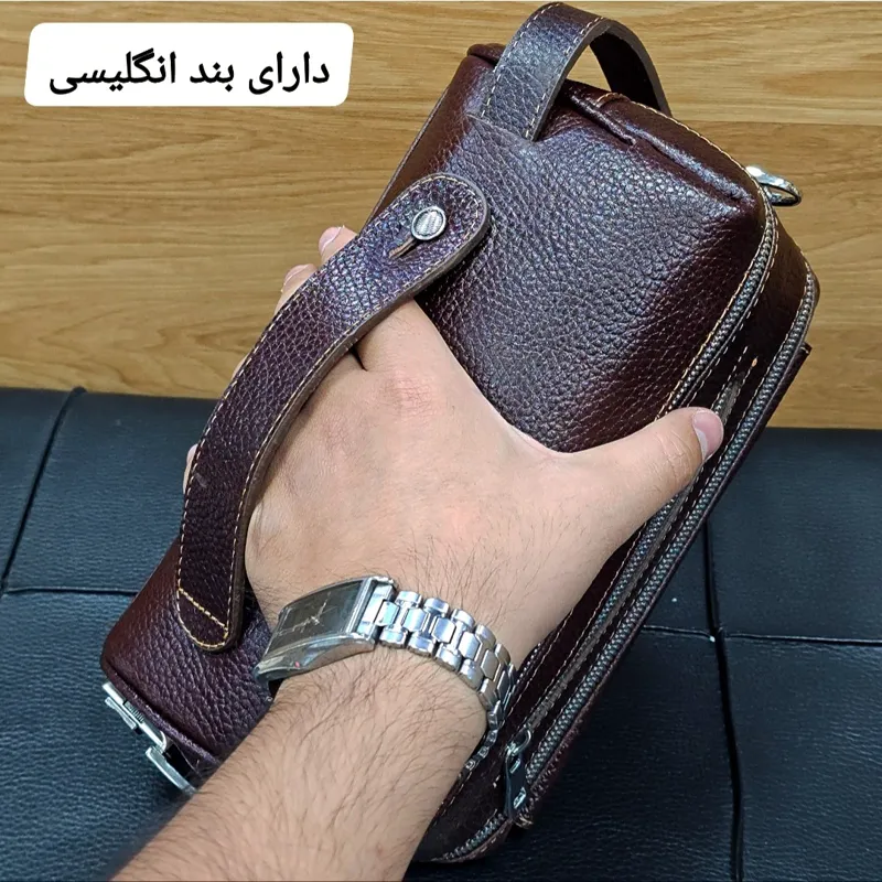کیف دستی دوشی چرم طبیعی گاوی سه کاره مردانه و زنانه - تصویر 14