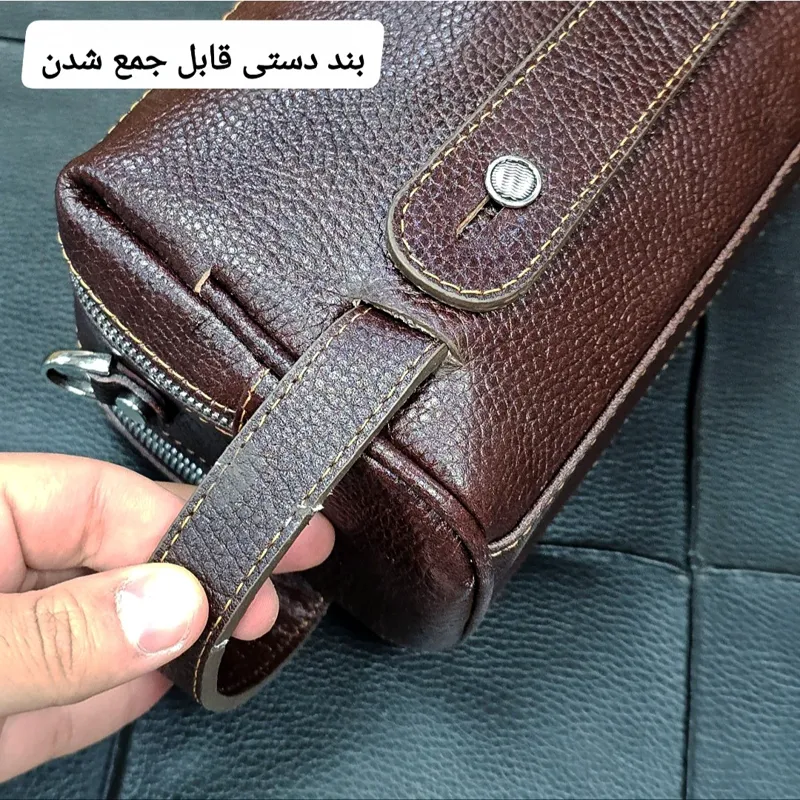 کیف دستی دوشی چرم طبیعی گاوی سه کاره مردانه و زنانه - تصویر 15