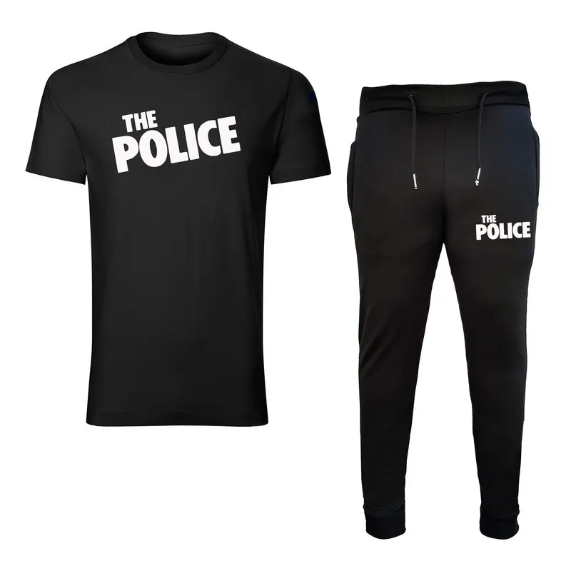 ست تیشرت و شلوار مردانه نخ طرح police آستین کوتاه دو تکه - تصویر 3