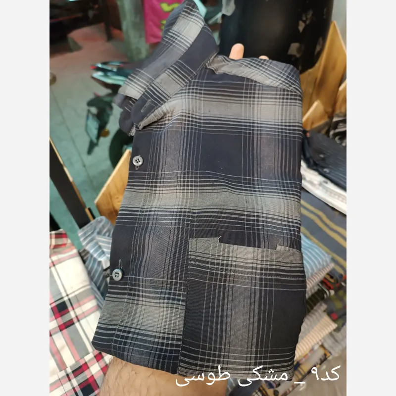 پیراهن چهارخانه مردانه آستین بلند تترون قواره آزاد - تصویر 10