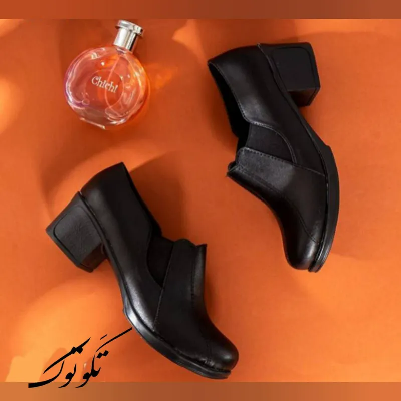 کفش طبی زنانه ساقدار پاشنه دار رویه چرم صنعتی مدل خورشیدی - تصویر 2